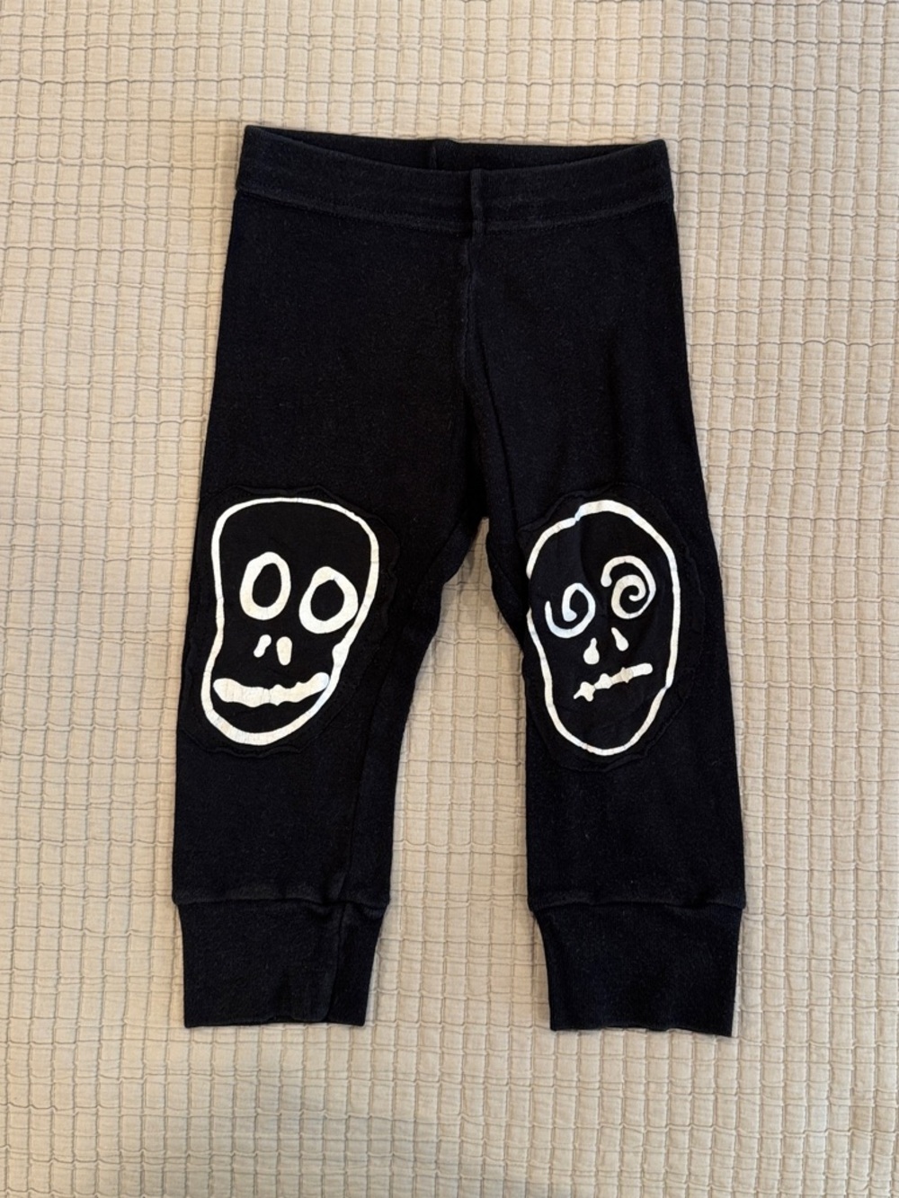 Nununu Baby Black Unisex Skull Knee Patch Legging - 6-12 months